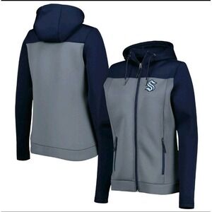 Seattle Kraken Antigua Women's Large Protect Full-Zip Jacket Deep Sea Blue/Gray